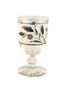 Libbey Silver Wheat Foliage Water Goblet Glass 10 Oz Vintage Elegant Design